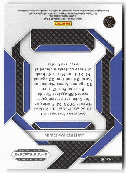 2024 Panini Prizm Draft Picks #8 Jared McCain New Recruits