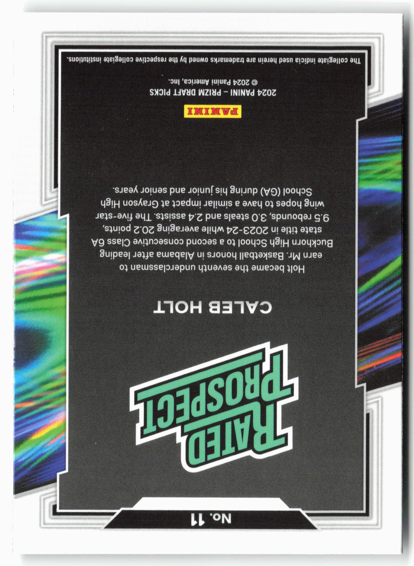 2024 Panini Prizm Draft Picks #11 Caleb Holt Rated Prospect