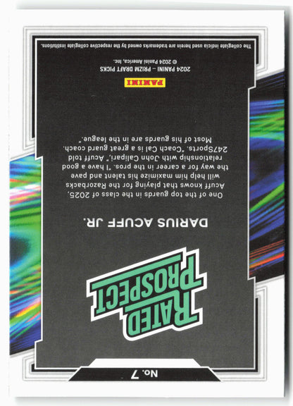 2024 Panini Prizm Draft Picks #7 Darius Acuff Jr. Rated Prospect