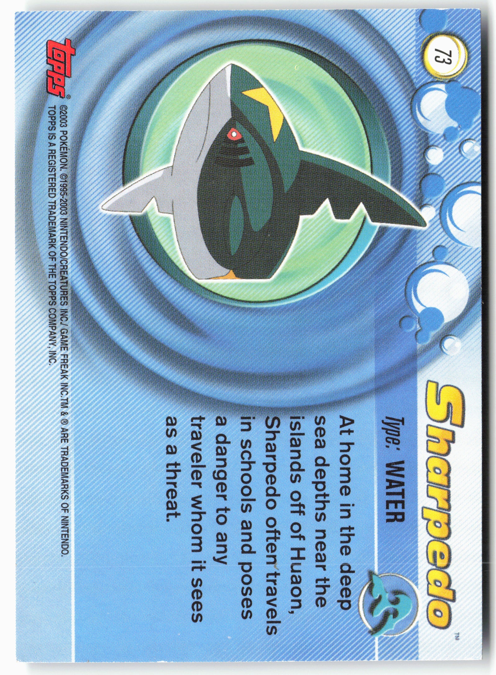 Topps #73 Sharpedo Pokémon - Holo - clycp