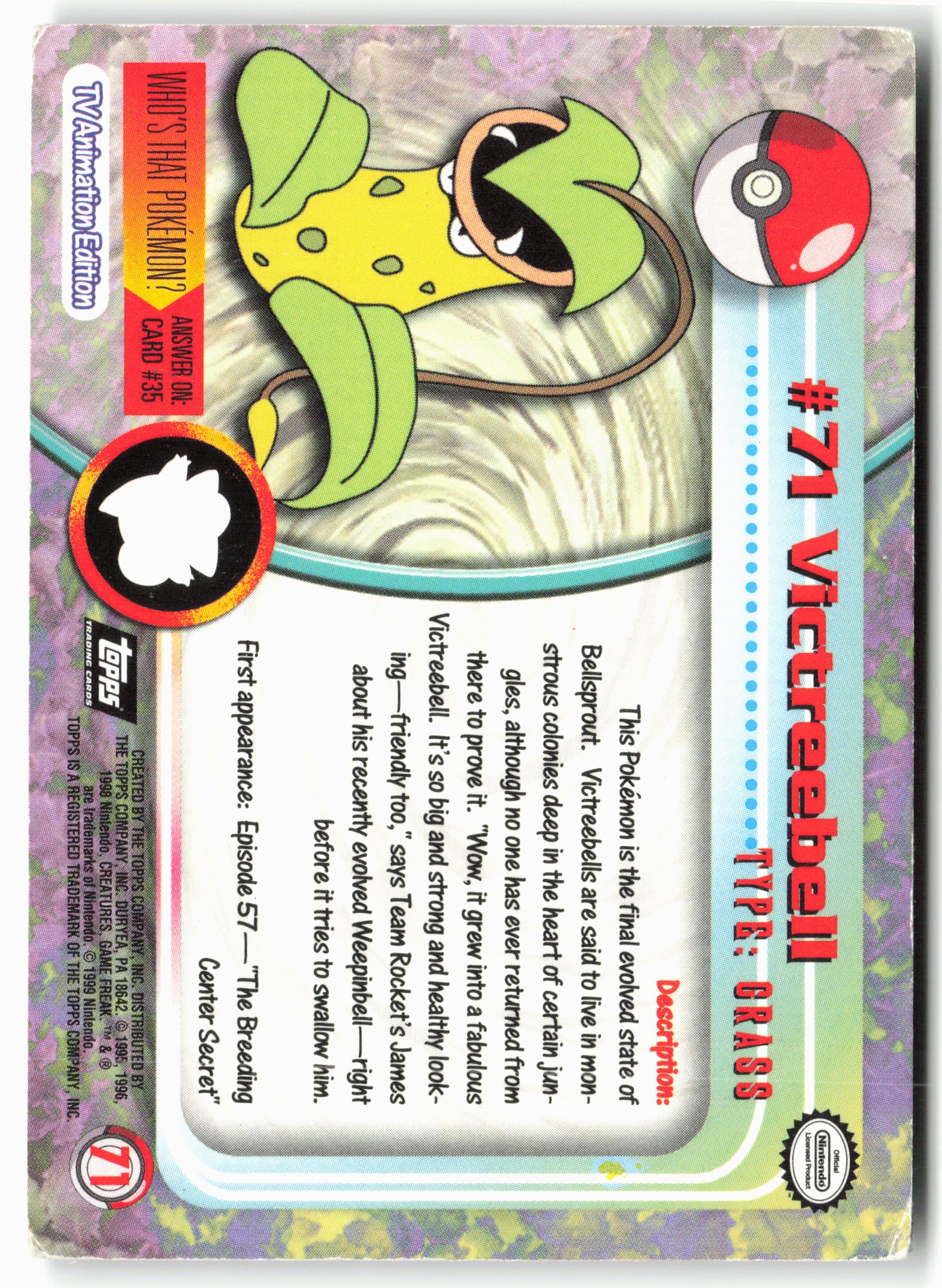Topps #71 Victreebell Pokémon - Non-Holo - Black Label - clyd5