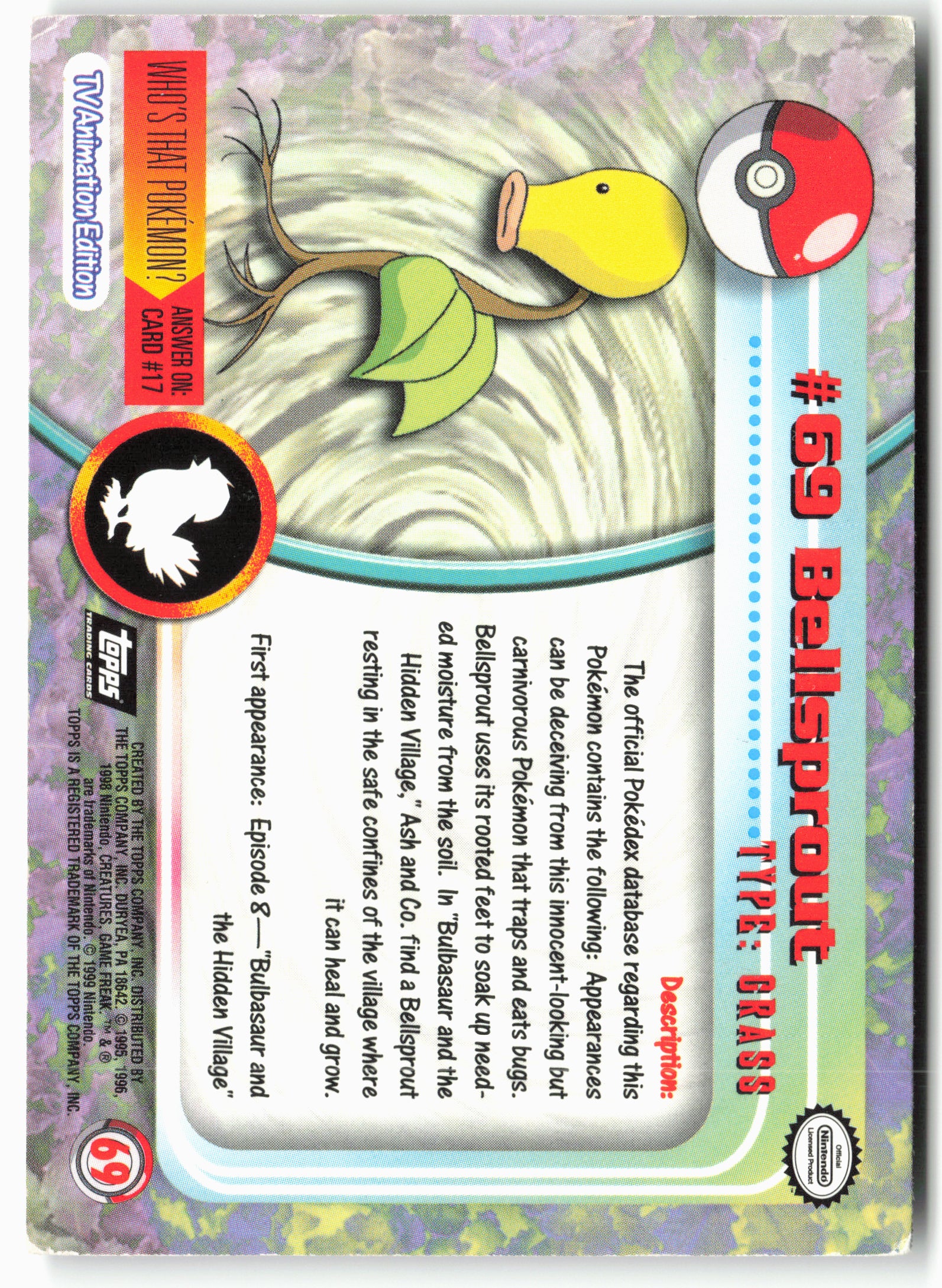 Topps #69 Bellsprout Pokémon - Non-Holo - Black Label - clydg