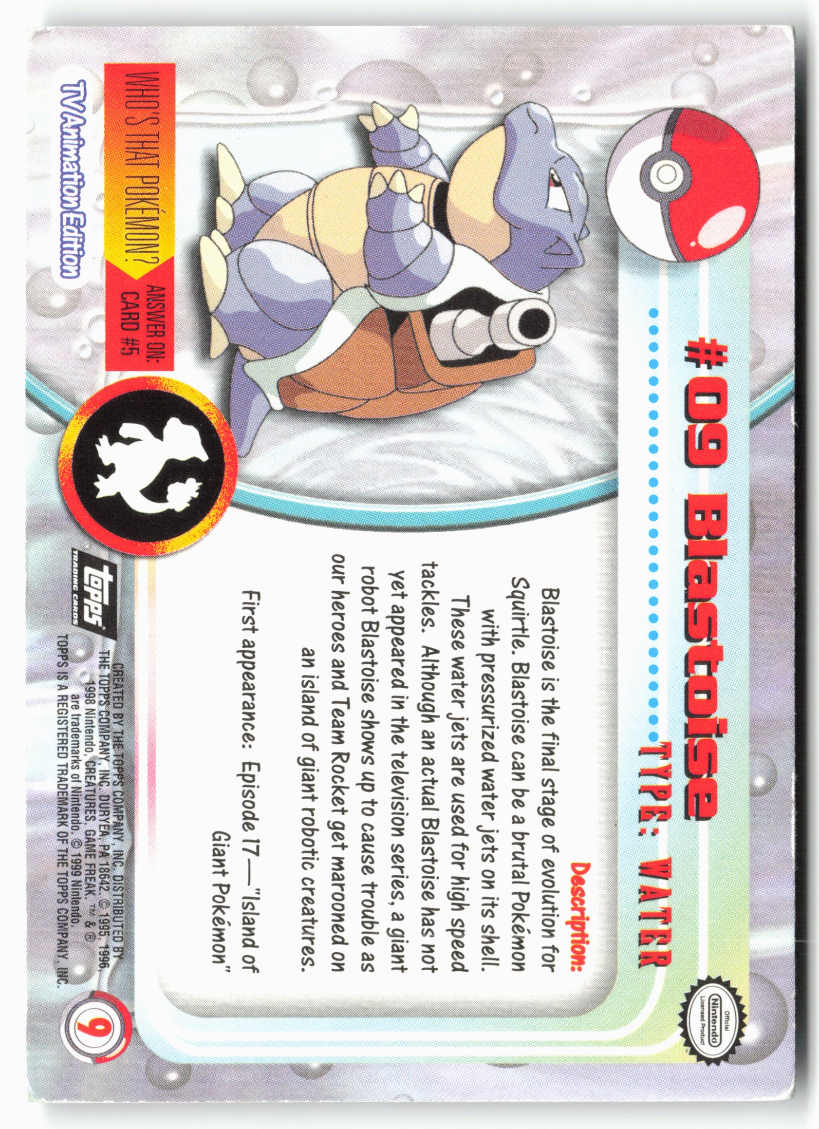 Topps #09 Blastoise Pokémon - Holo - Black Label - clyjo