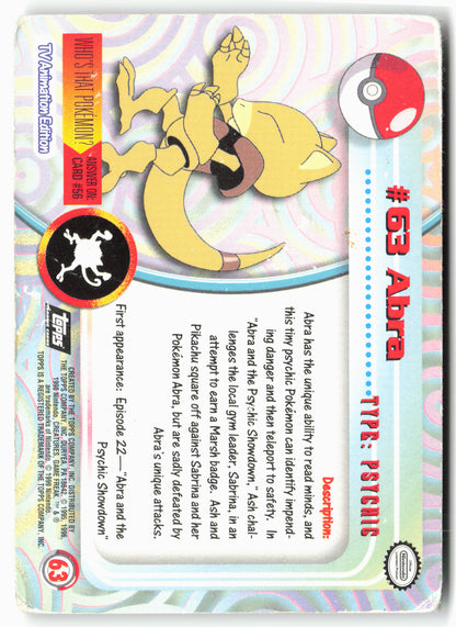Topps #63 Abra Pokémon - Holo - clyk1 - Heavy DMG