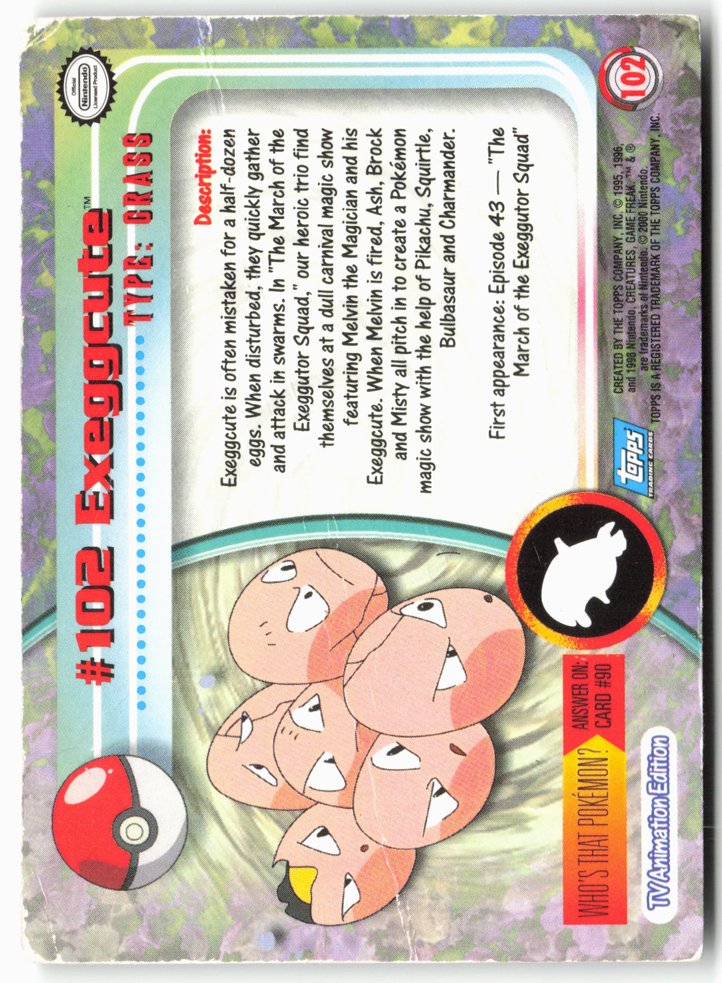 Topps #102 Exeggcute Pokémon - Non-Holo - clym4 - Heavy DMG