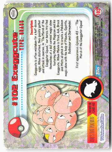 Topps #102 Exeggcute Pokémon - Non-Holo - clym4 - Heavy DMG