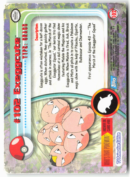 Topps #102 Exeggcute Pokémon - Non-Holo - clym4 - Heavy DMG
