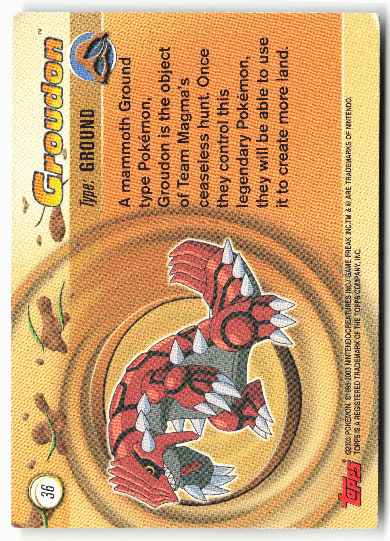 Advanced #36 Groudon Pokémon - Non-Holo - clync