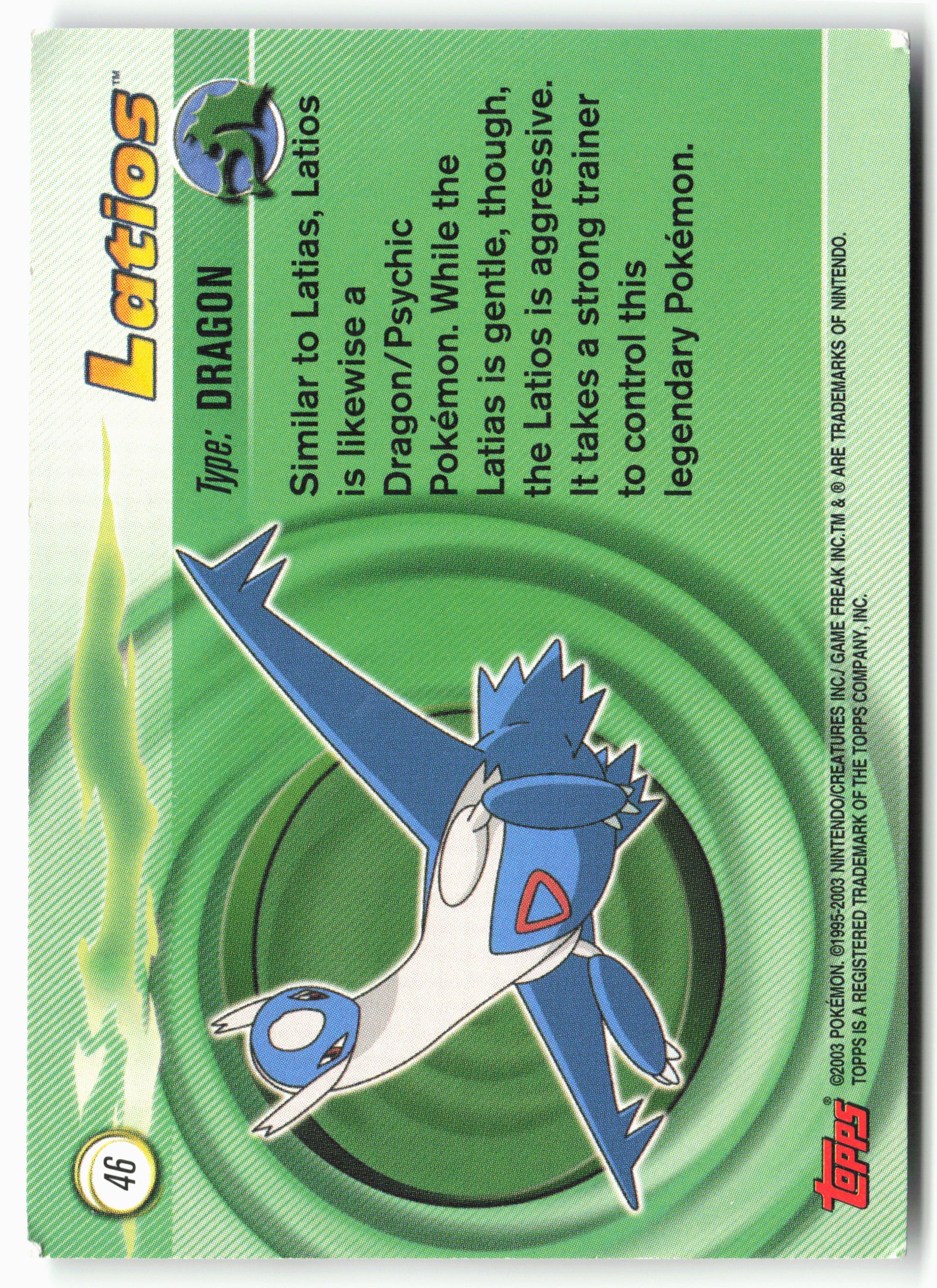 Advanced #46 Latios Pokémon - Non-Holo - clynd
