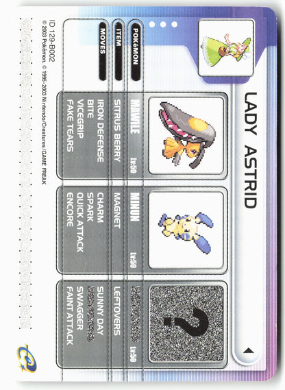 Ruby & Sapphire #129-B002 Lady Astrid Pokémon Battle - eCard Non-Holo - clyne
