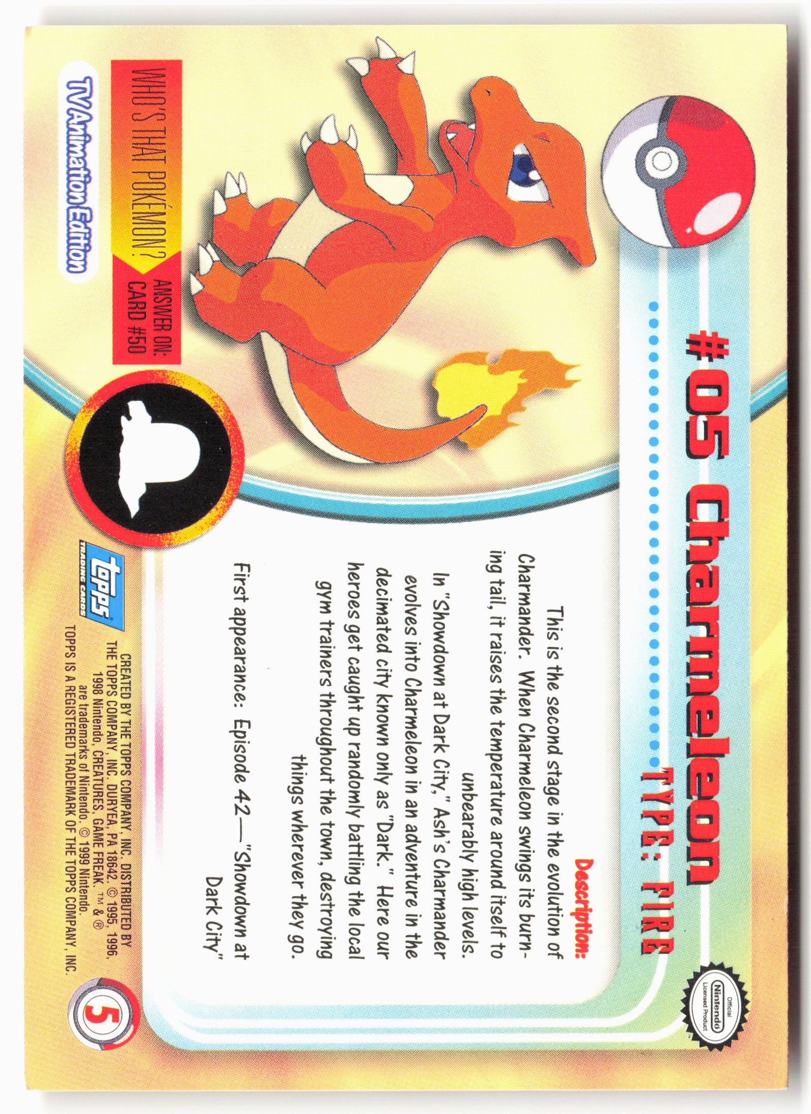 Topps #05 Charmeleon Pokémon - Non-Holo - clynu