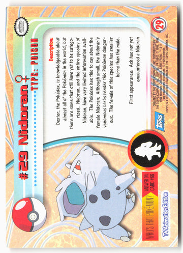 Topps #29 Nidoran Pokémon - Non-Holo - clypk