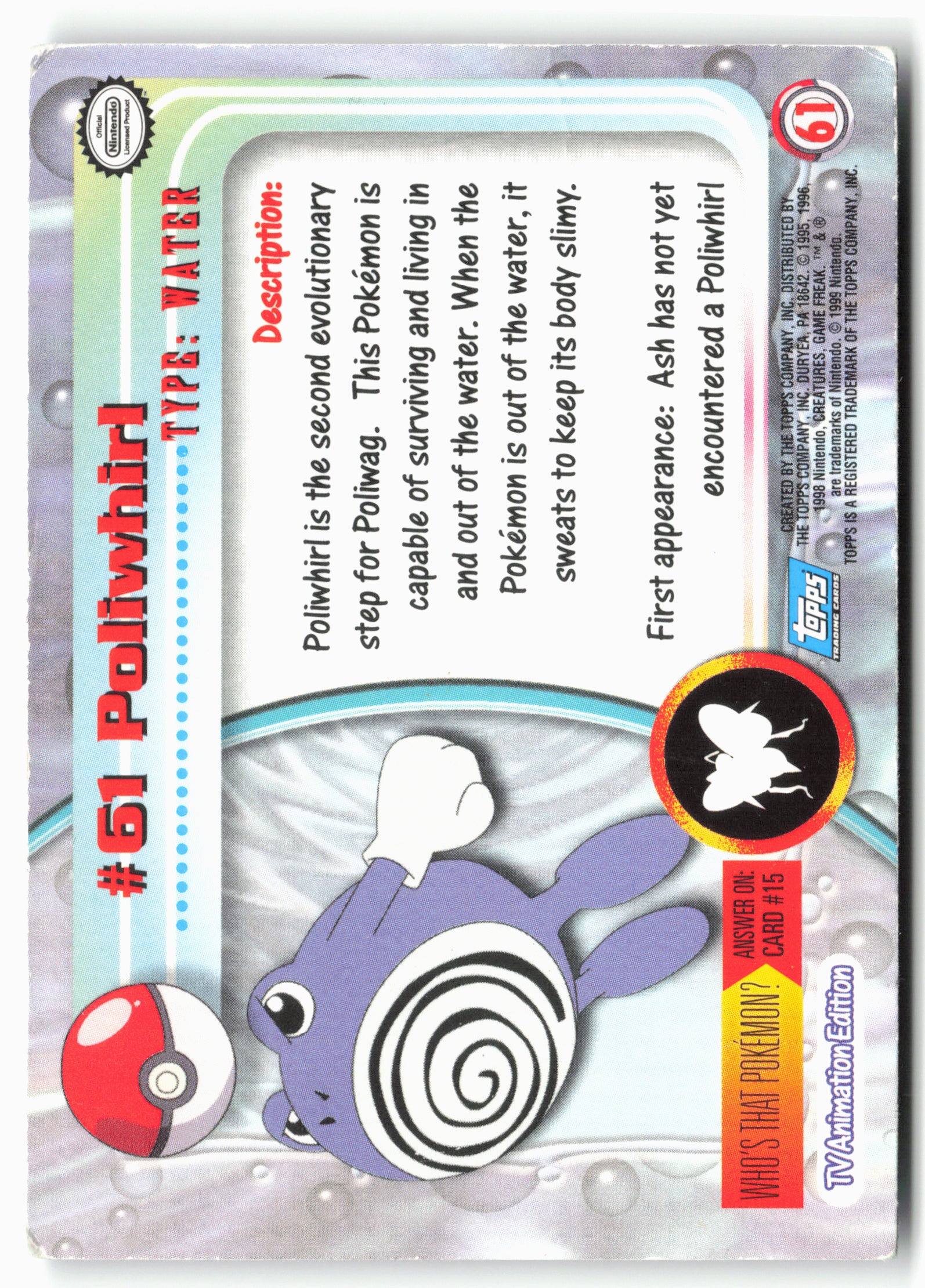 Topps #61 Poliwhirl Pokémon - Holo - 13676