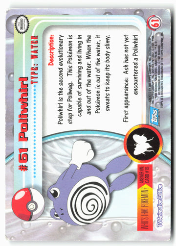 Topps #61 Poliwhirl Pokémon - Holo - 13676
