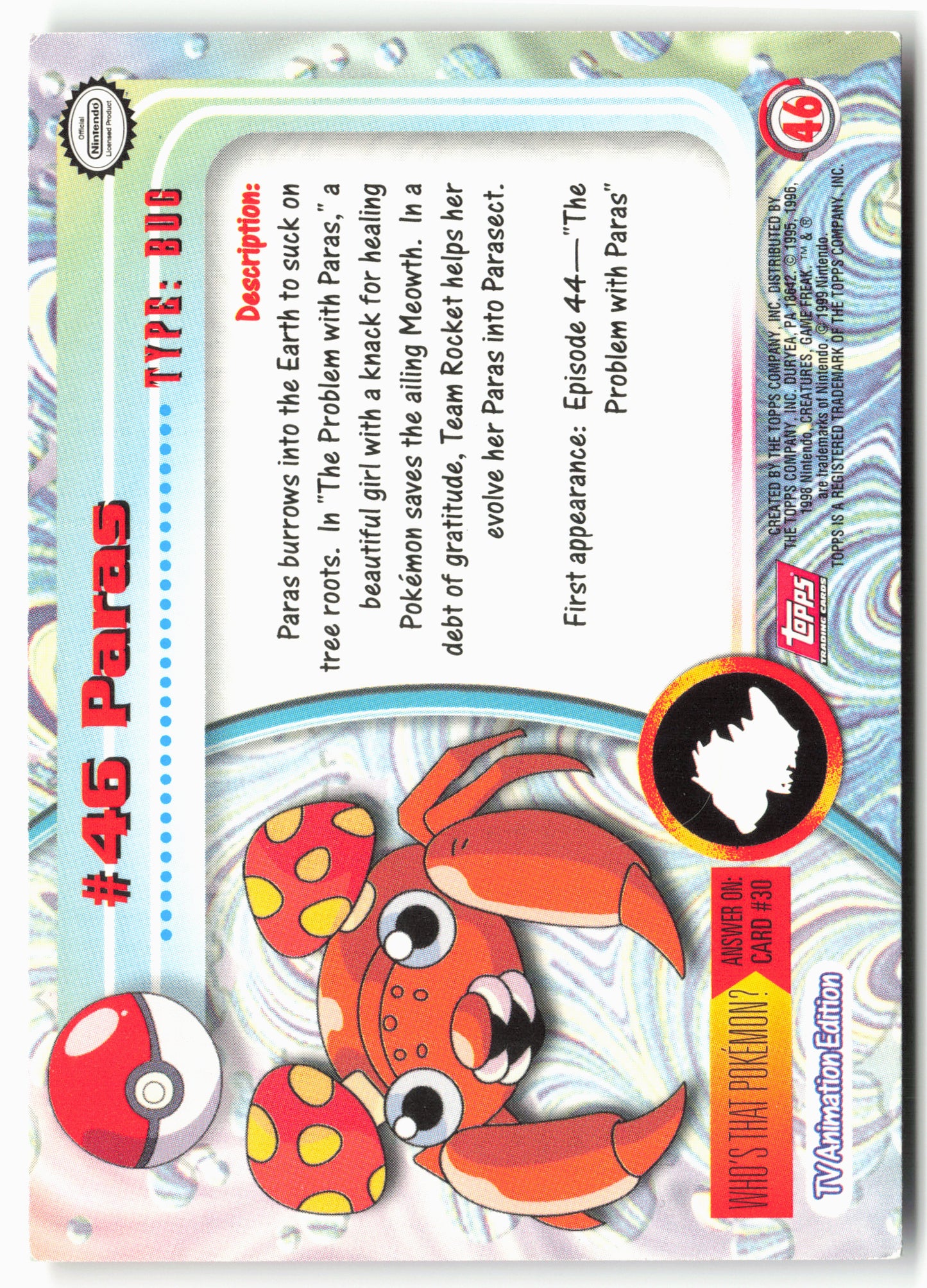Topps #46 Paras Pokémon - Non-Holo - 13682