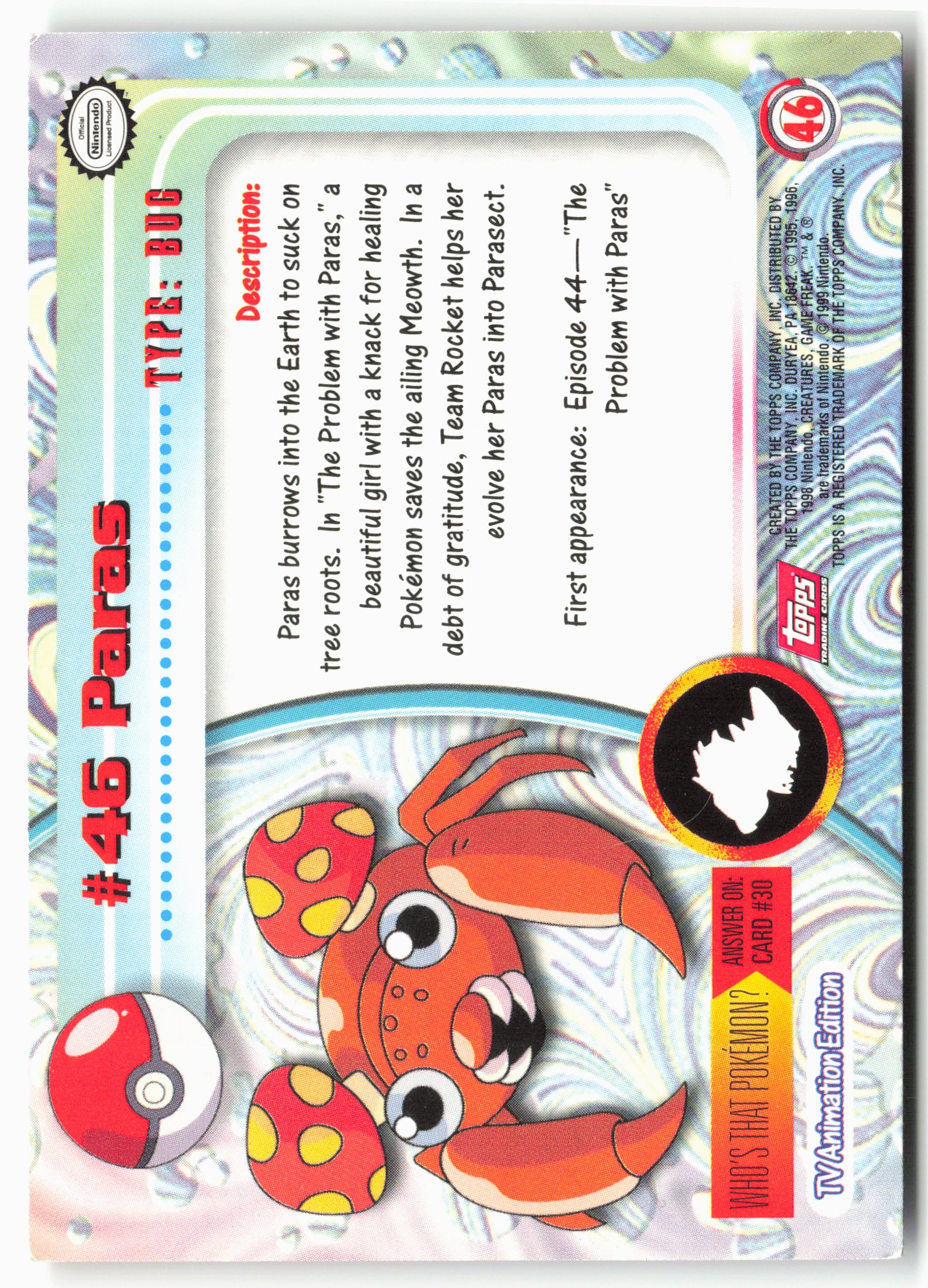 Topps #46 Paras Pokémon - Non-Holo - 13682
