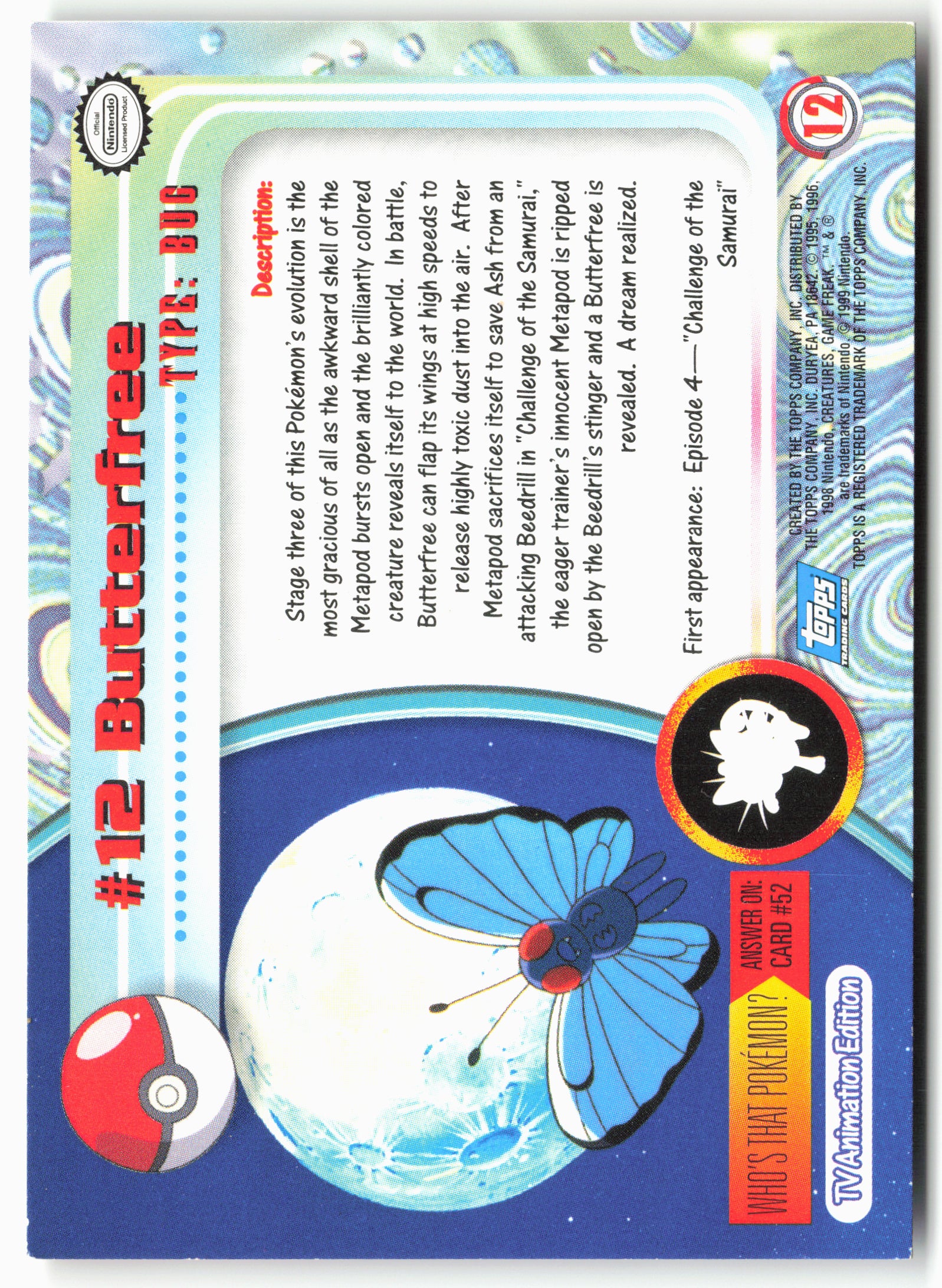 Topps #12 Butterfree Pokémon - Non-Holo - 13684