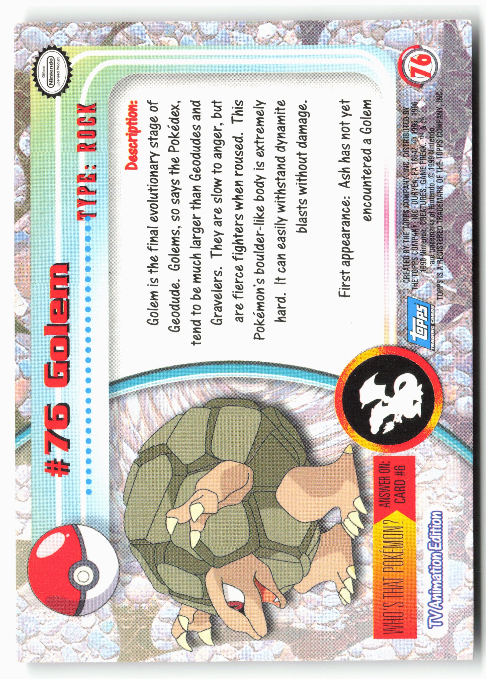 Topps #76 Golem Pokémon - Non-Holo - 13693