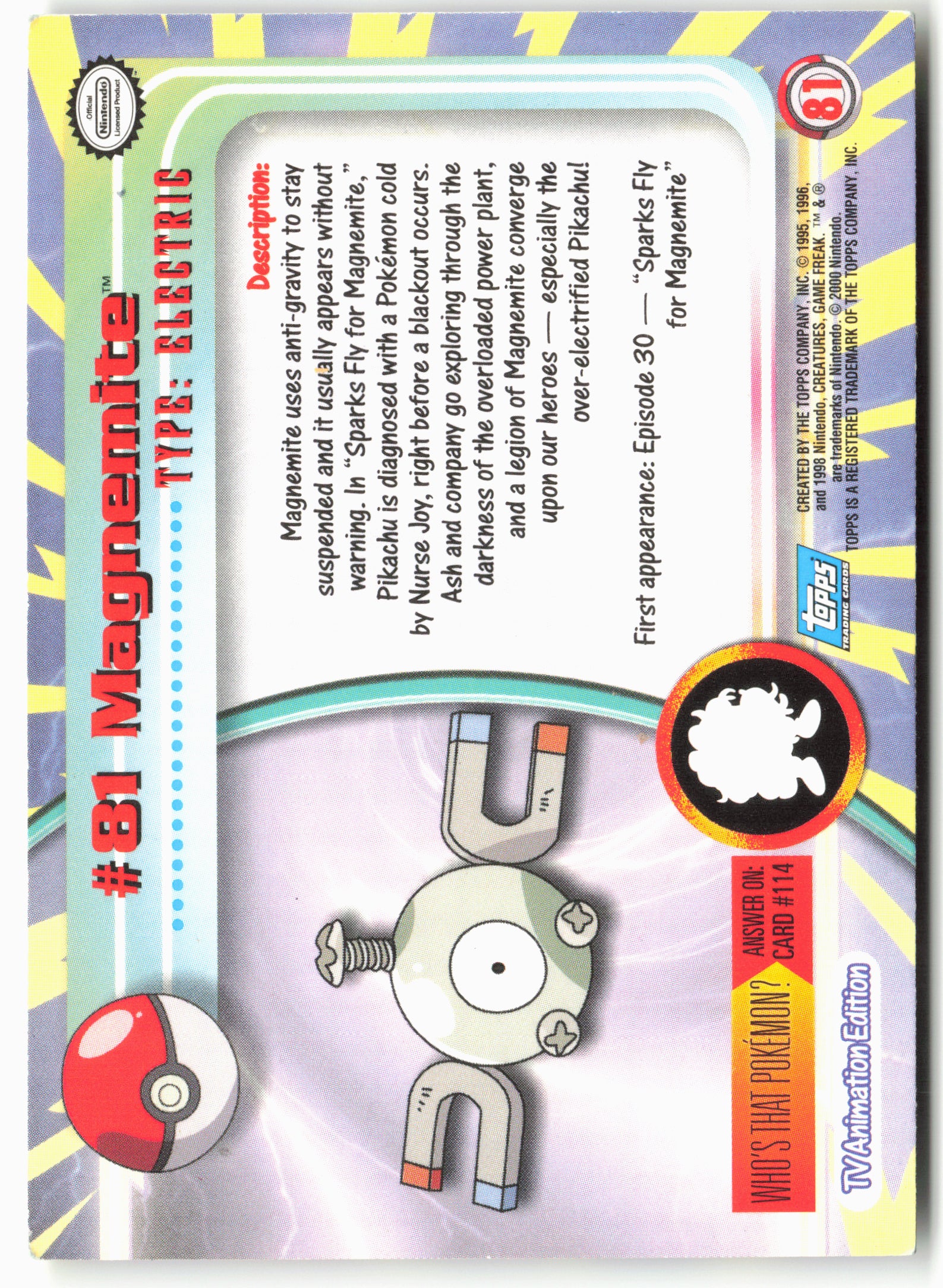 Topps #81 Magnemite Pokémon - Non-Holo - 13694