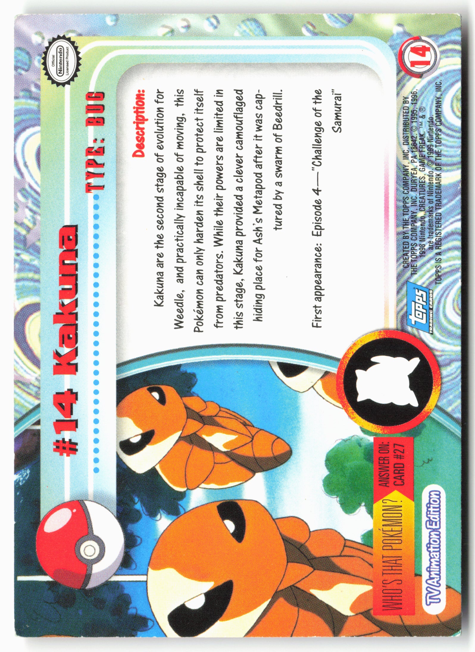 Topps #14 Kakuna Pokémon - Non-Holo - 13701