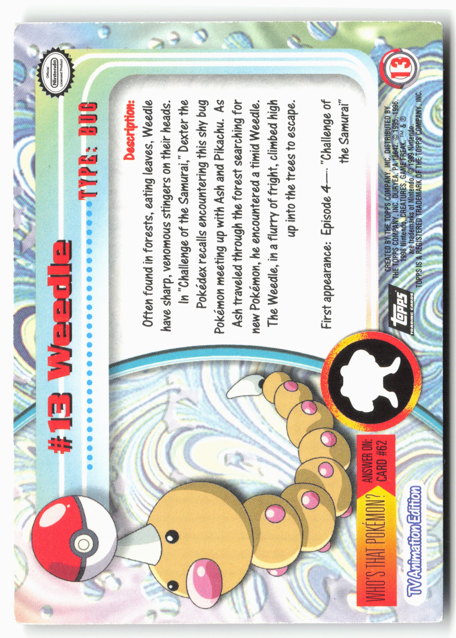Topps #13 Weedle Pokémon - Holo - 13705