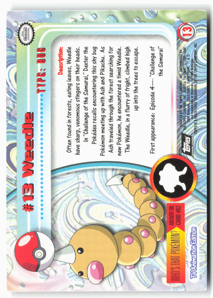 Topps #13 Weedle Pokémon - Holo - 13705