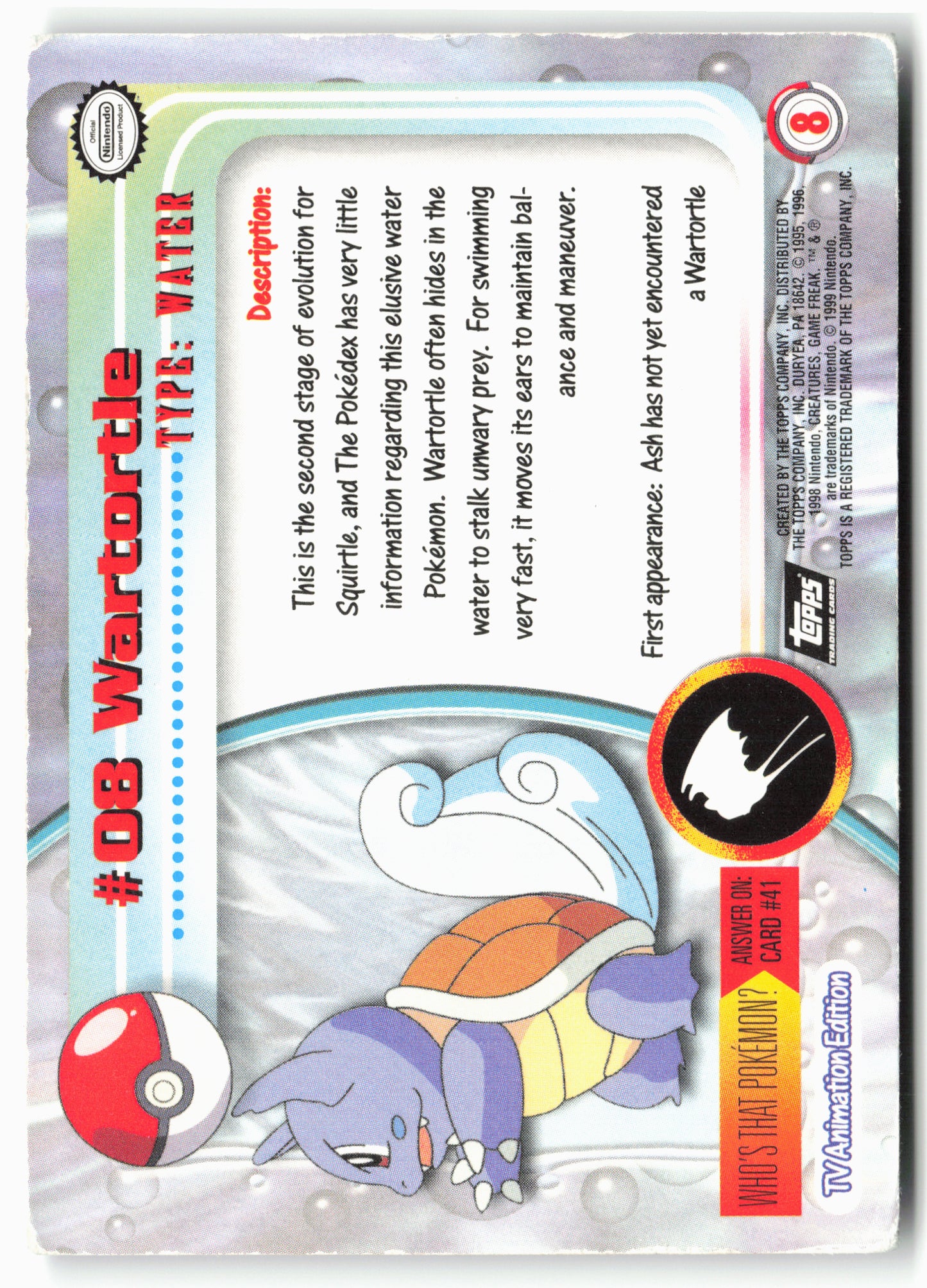 Topps #08 Wartortle Pokémon - Holo - 13706