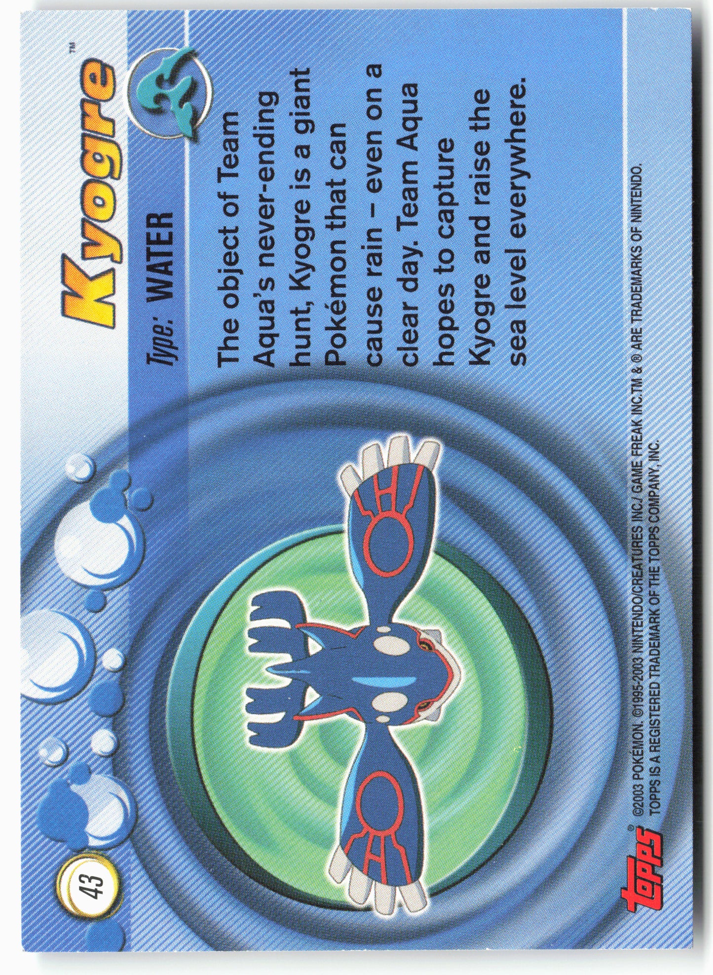 Advanced #43 Kyogre Pokémon - Non-Holo - 13710
