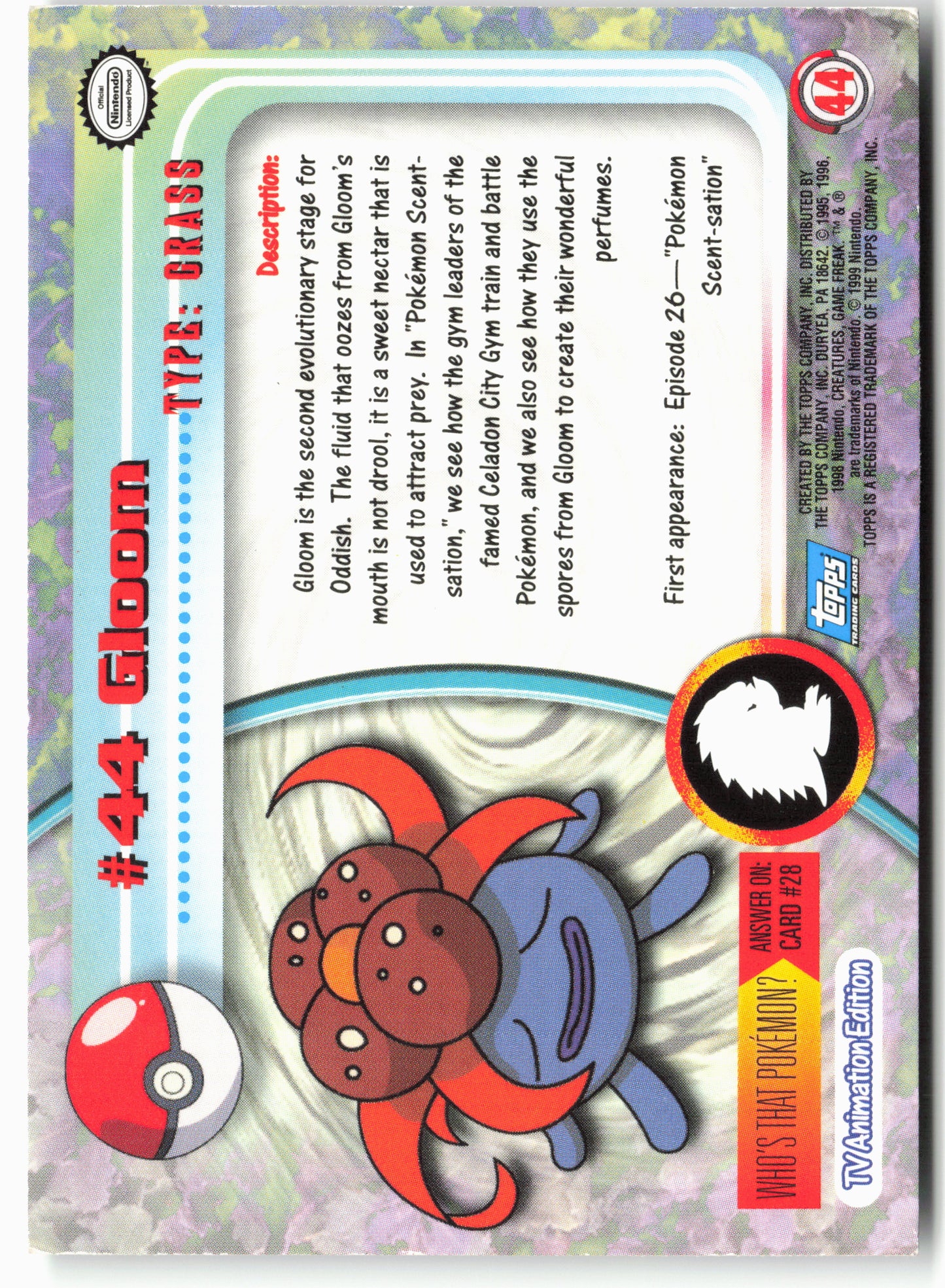 Topps #44 Gloom Pokémon - Non-Holo - 13716