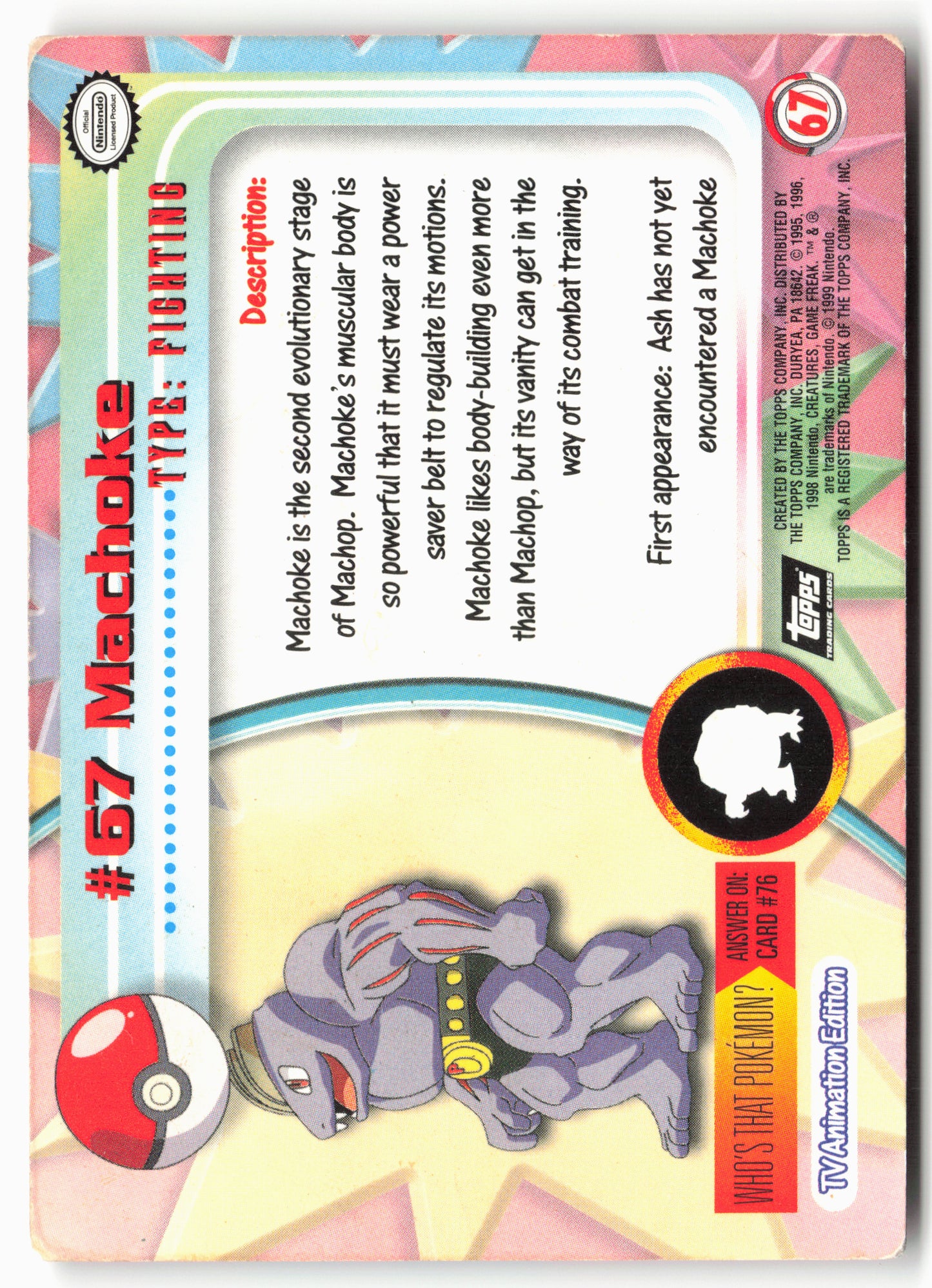 Topps #67 Machoke Pokémon - Non-Holo - 13724