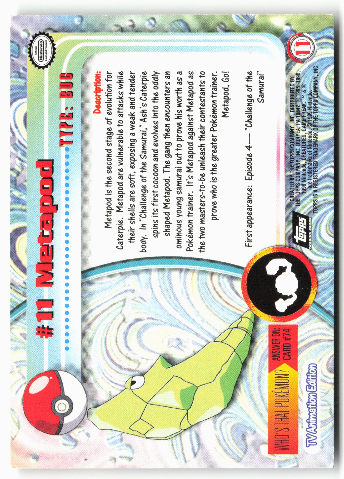 Topps #11 Metapod Pokémon - Non-Holo - 13725