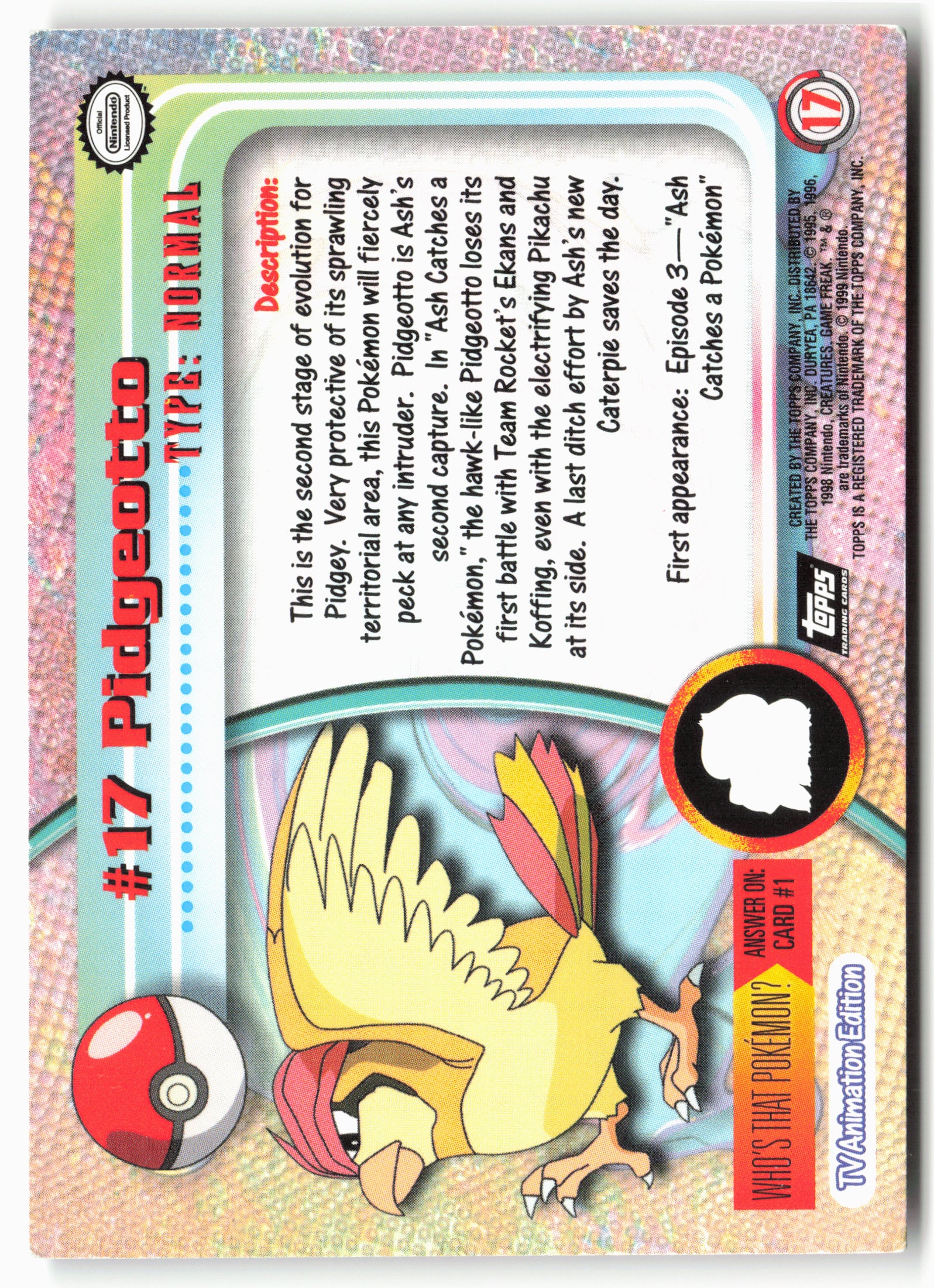 Topps #17 Pidgeotto Pokémon - Non-Holo - 13726