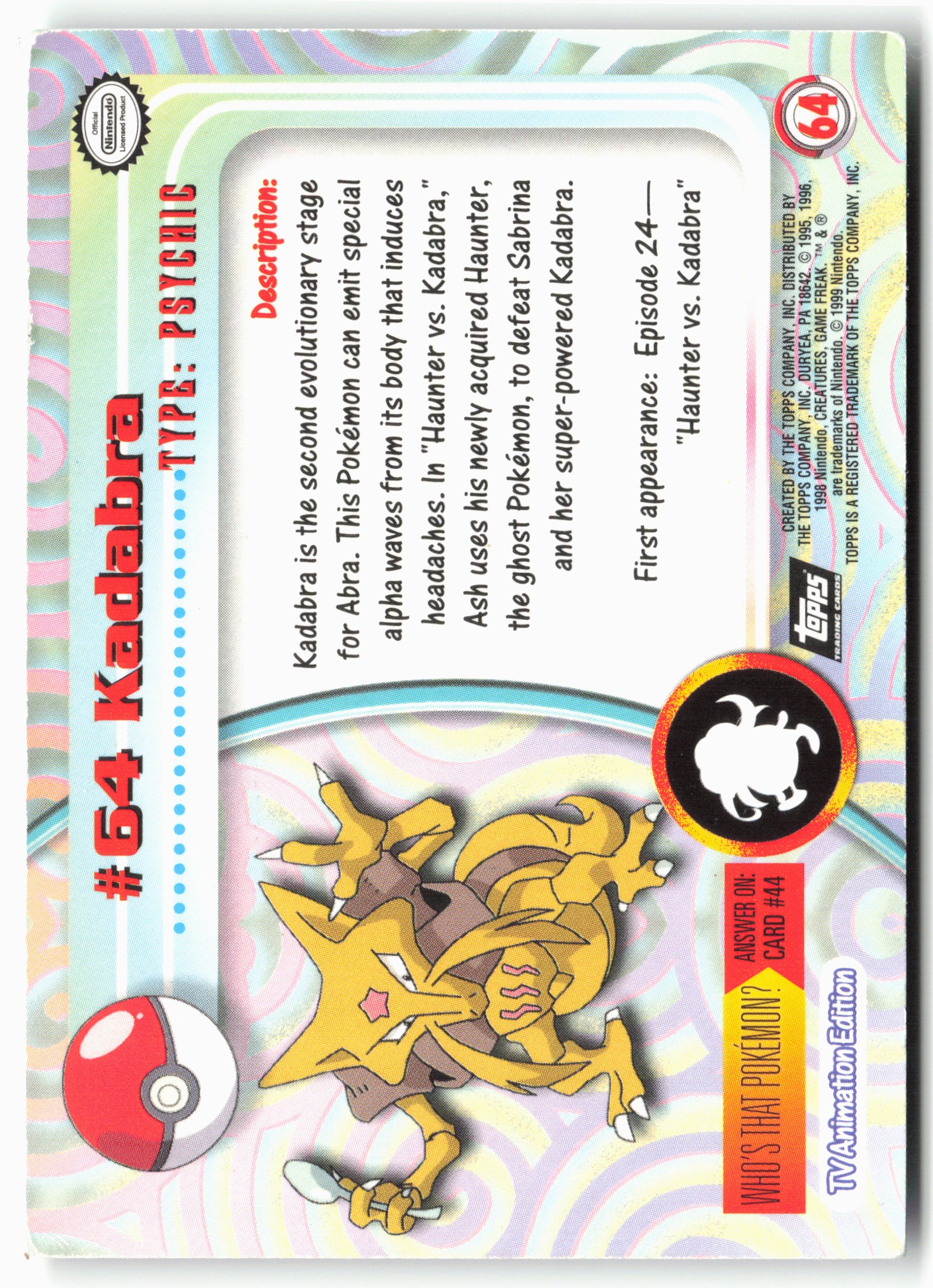 Topps #64 Kadabra Pokémon - Holo - 13730