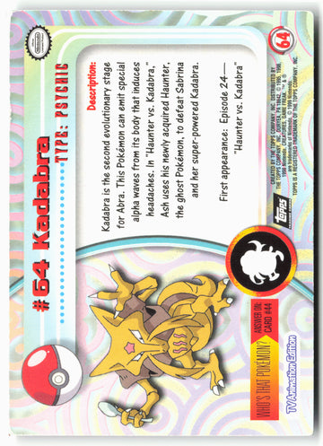 Topps #64 Kadabra Pokémon - Holo - 13730
