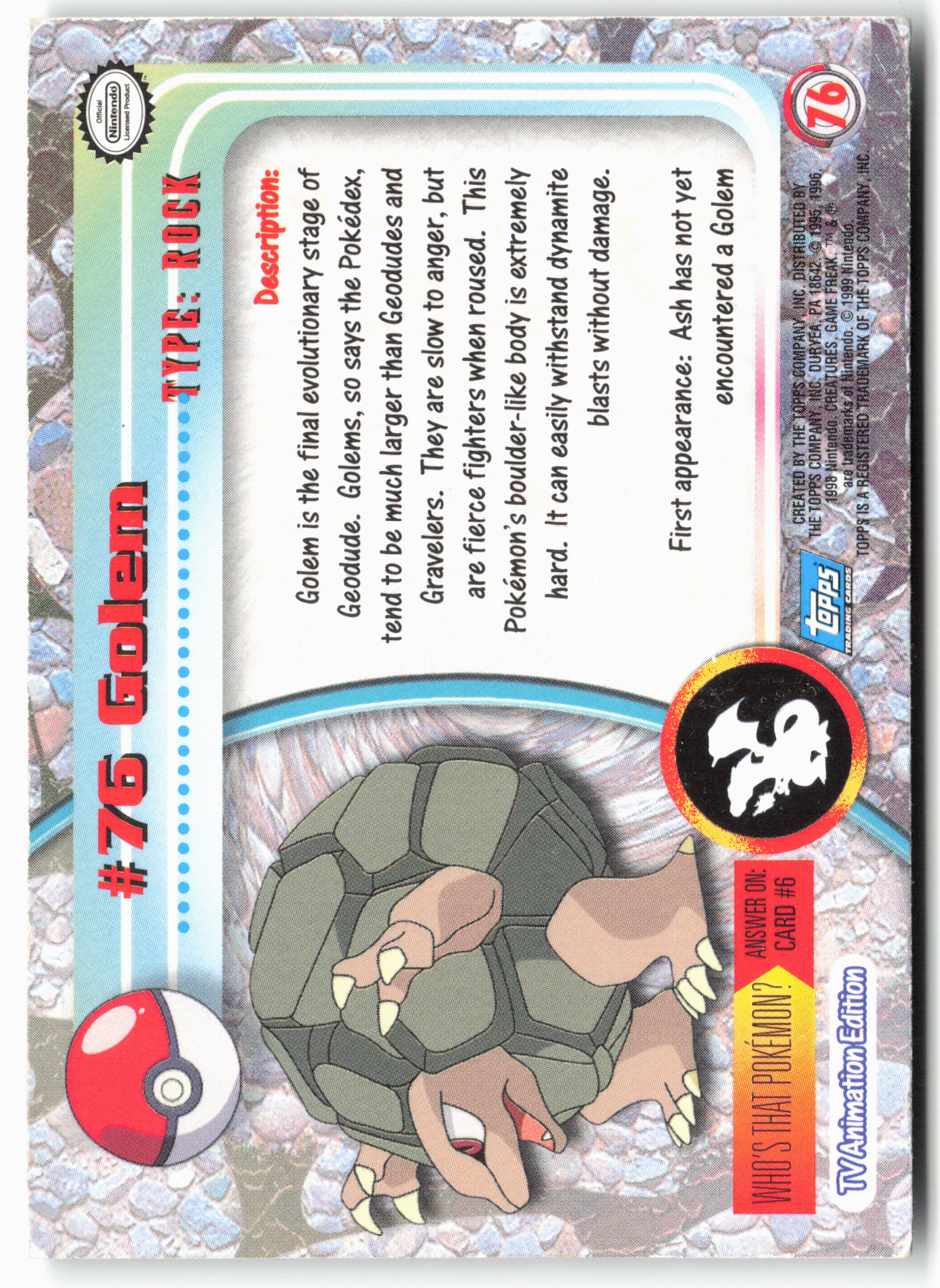 Topps #76 Golem Pokémon - Holo - 13735
