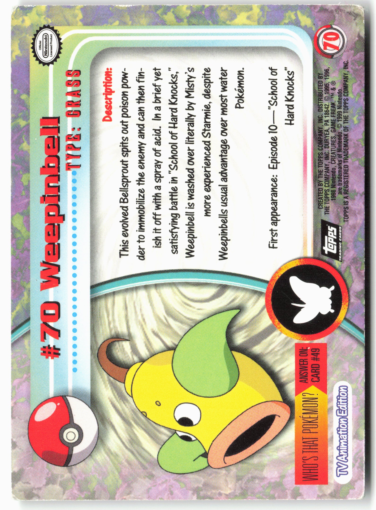 Topps #70 Weepinbell Pokémon - Non-Holo - 13743