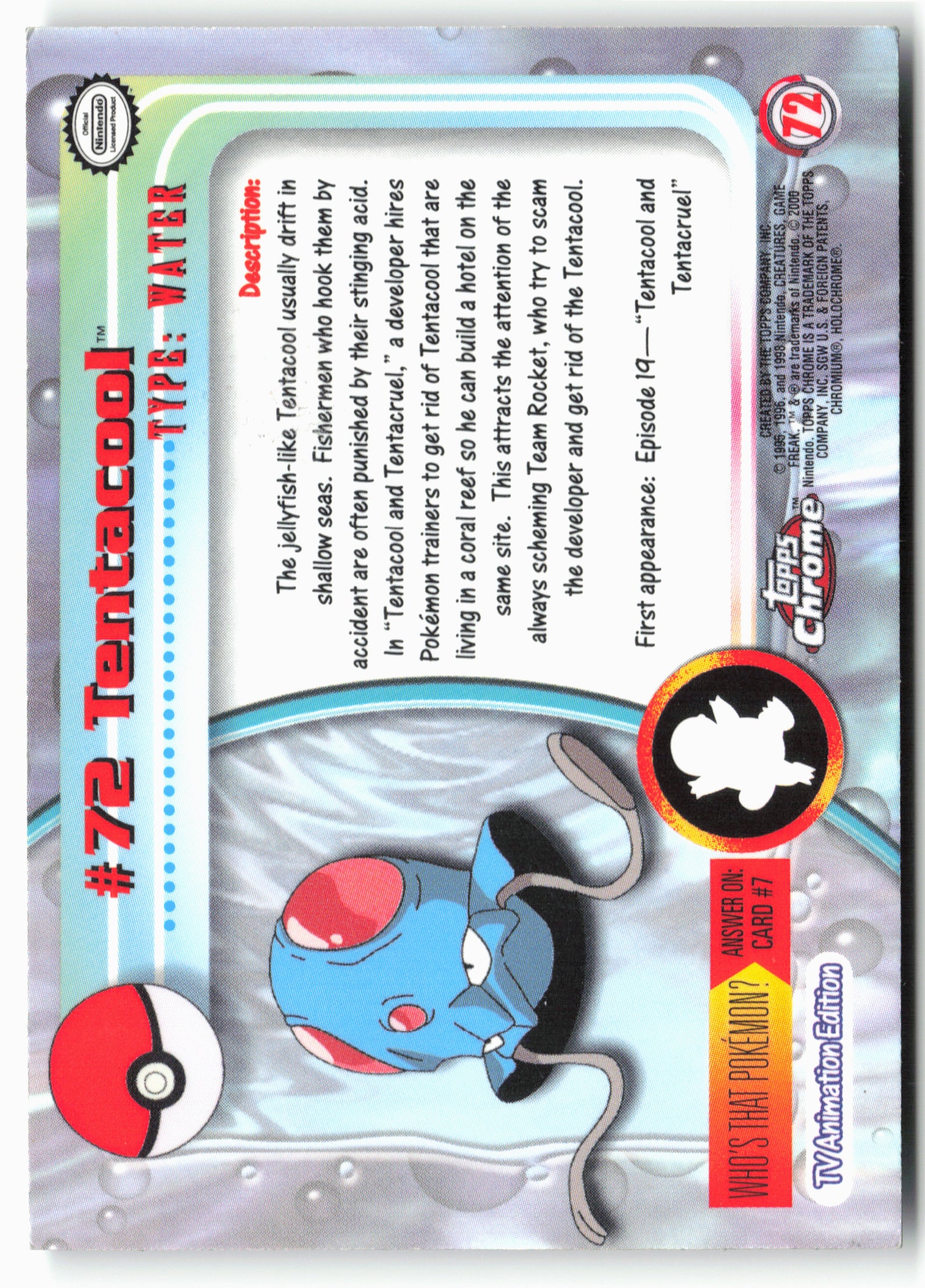 Topps Chrome #72 Tentacool Pokémon - Holo - 13751