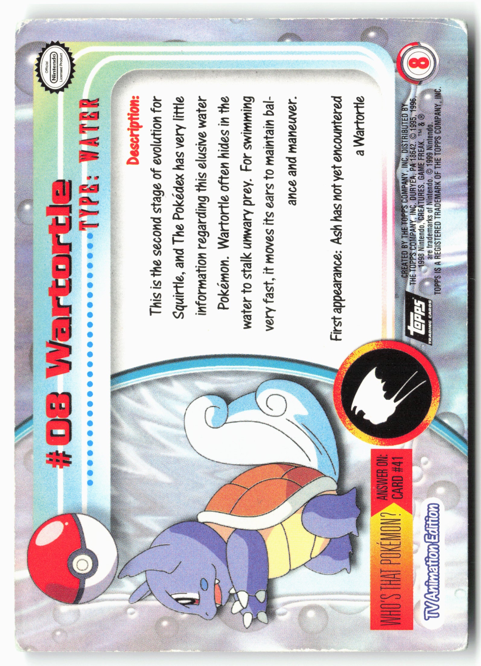 Topps #08 Wartortle Pokémon - Non-Holo - 13755