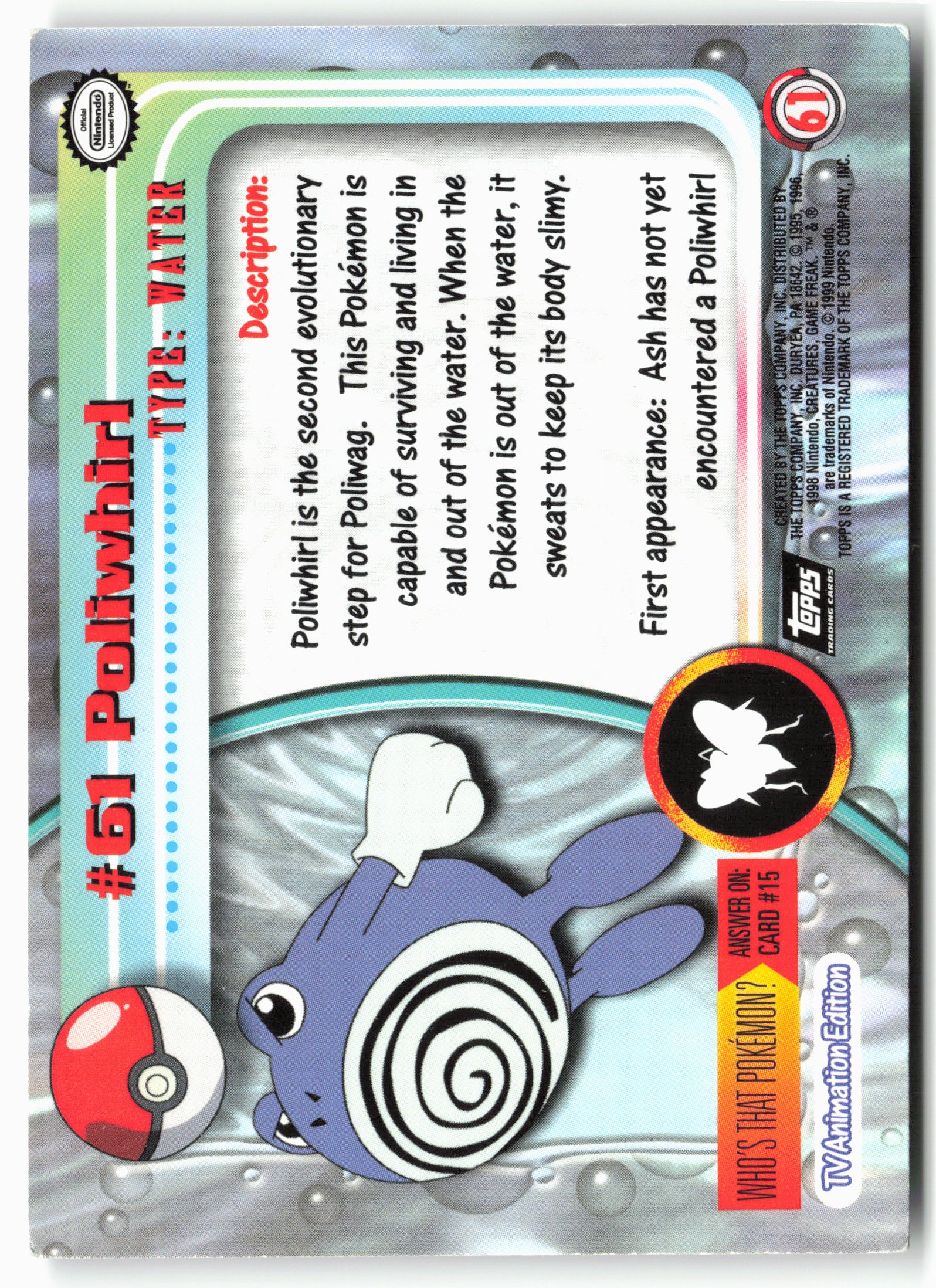 Topps #61 Poliwhirl Pokémon - Non-Holo - 13757