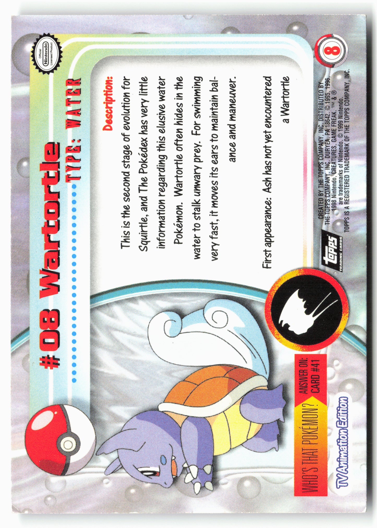 Topps #08 Wartortle Pokémon - Non-Holo - 13759