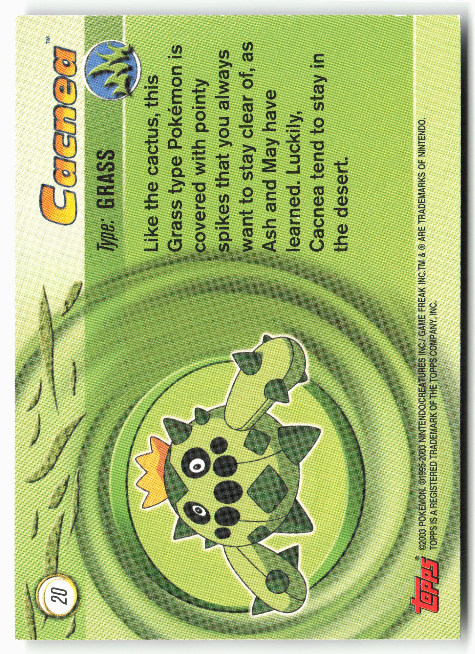 Advanced #20 Cacnea Pokémon - Non-Holo - 13760