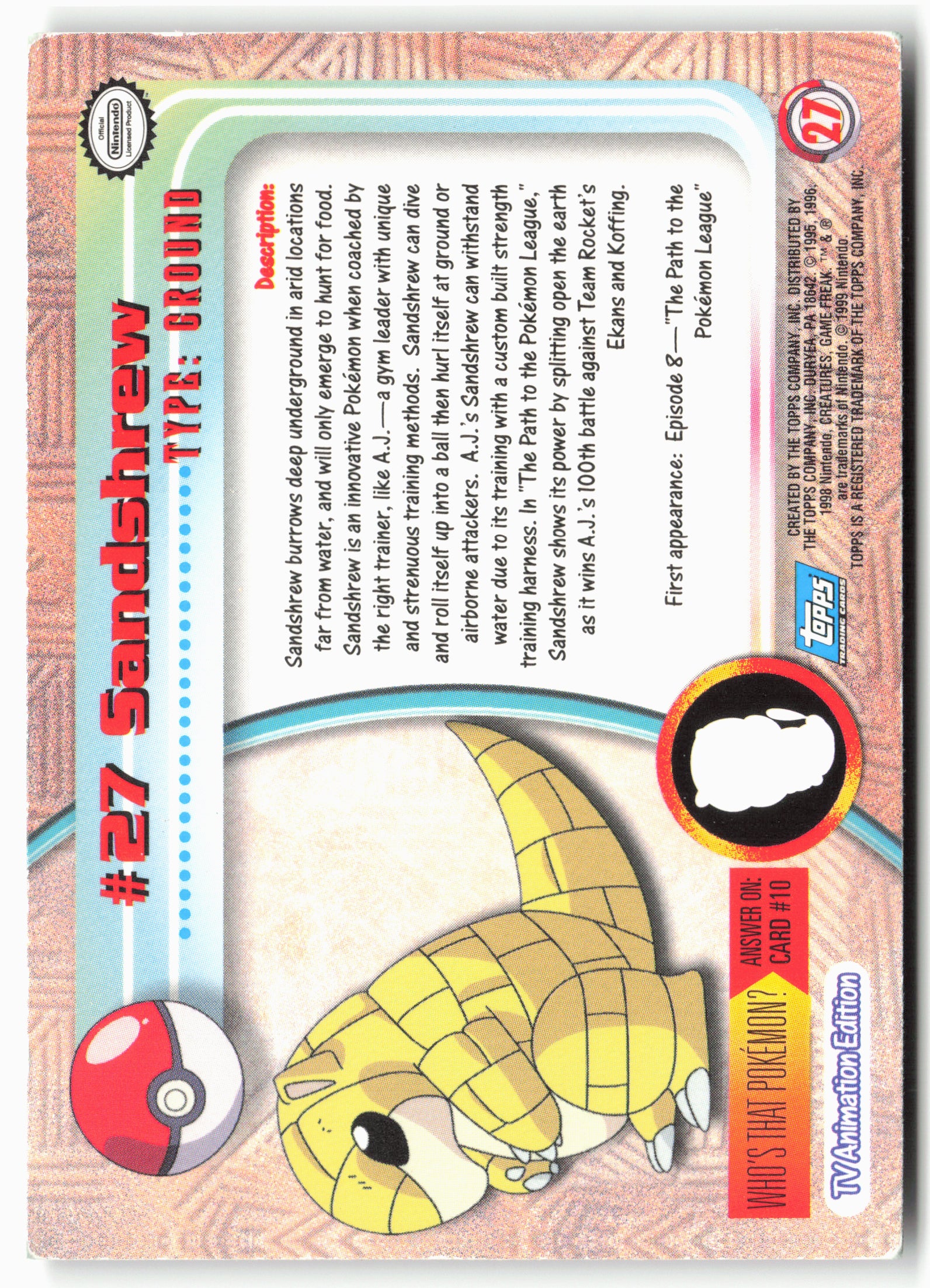 Topps #27 Sandshrew Pokémon - Holo - 13763