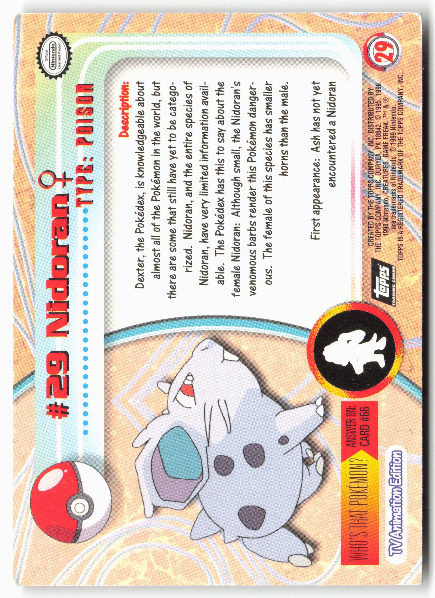 Topps #29 Nidoran Pokémon - Holo - 13766