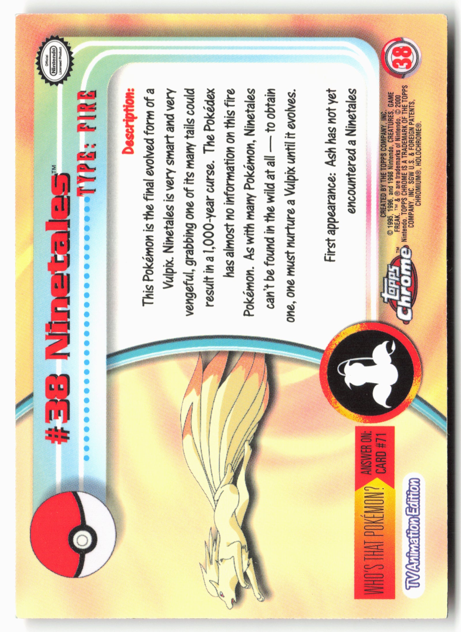 Topps Chrome #38 Ninetales Pokémon - Holo - 13767