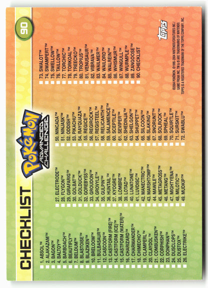 Topps #90 Pokemon Advanced Challenge Checklist Pokémon - Non-Holo - 13770