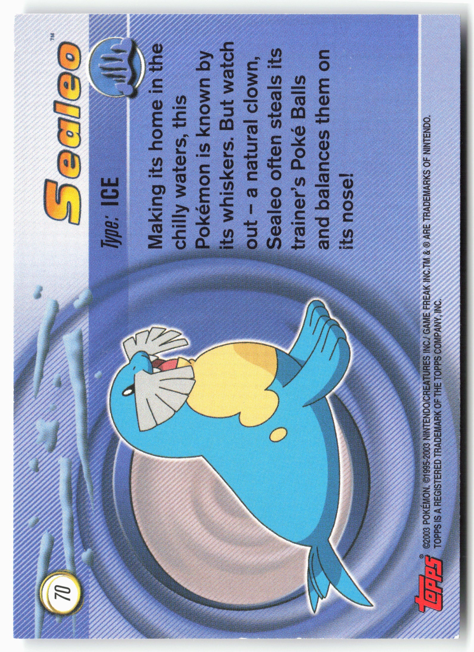 Topps Advanced #70 Sealeo Pokémon - Non-Holo - 13773