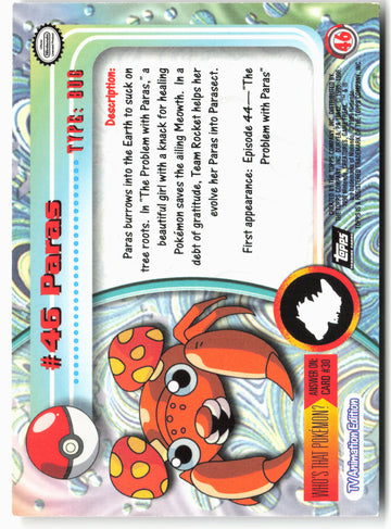 Topps #46 Paras Pokémon - Non-Holo - 13776