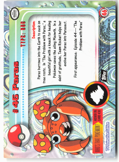 Topps #46 Paras Pokémon - Non-Holo - 13776