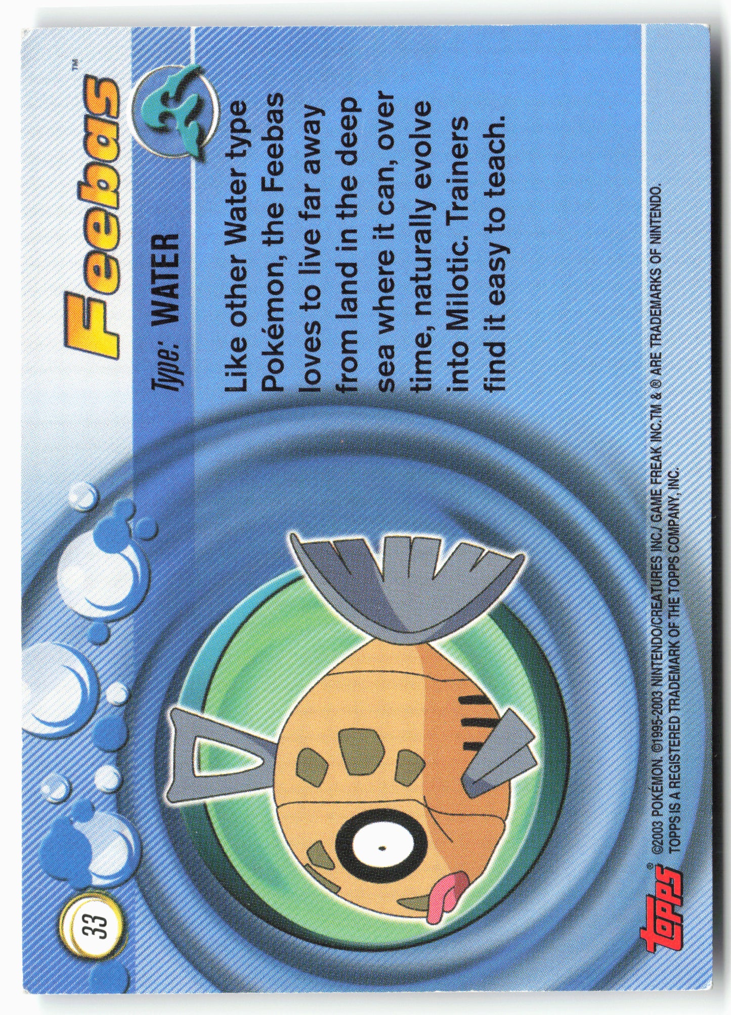 Topps Advanced #33 Feebas Pokémon - Non-Holo - 13782