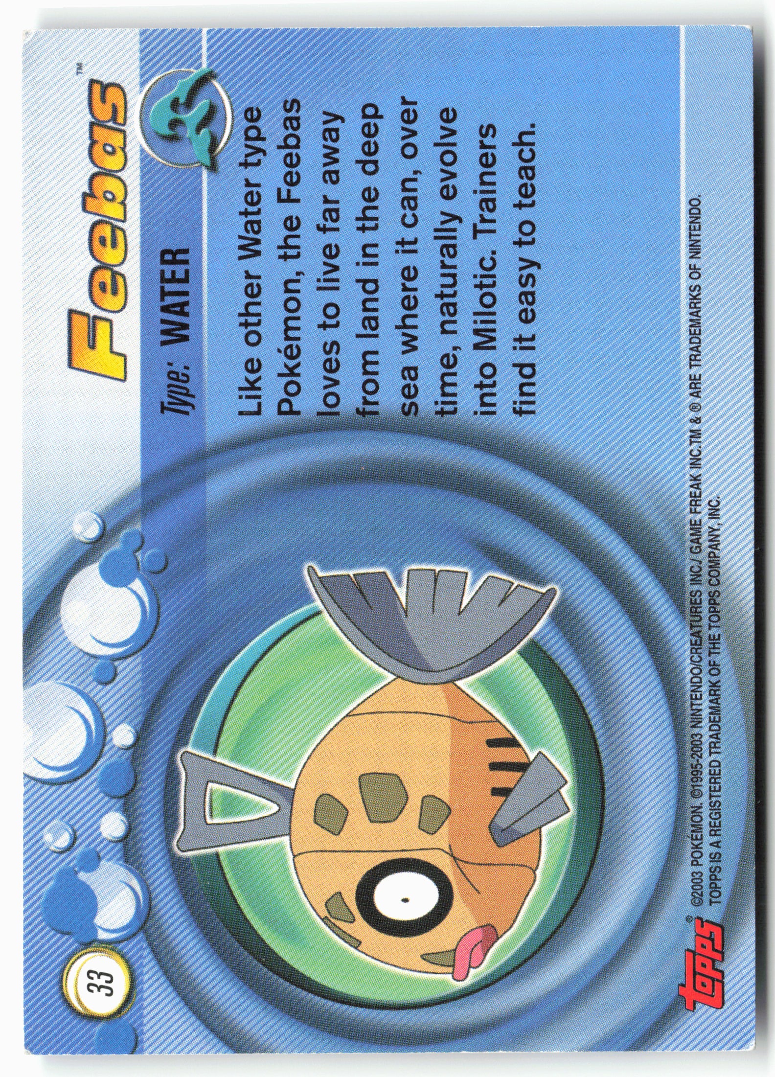 Topps Advanced #33 Feebas Pokémon - Non-Holo - 13782